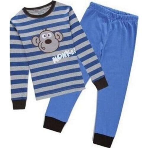 Monkey Boys Pajamas 2-Pieces Clothes Baby Pyjamas Sleeve Children Sleepwear Clothing Set Kids PJS Infant T-Shirt Pant Cotton