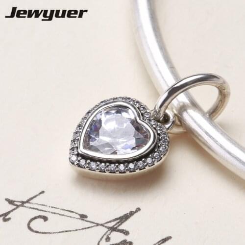 Floating lock dangle Heart charms 925 sterling silver pendant charm fit beads bracelets necklace DIY gift fine jewelry DA144