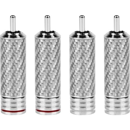 RCA Socket Connectors Rhodium Plated Copper Carbon Fiber RCA Speaker Acoustics Terminal Hifi Audio Adapter RCA Cables Male Plugs