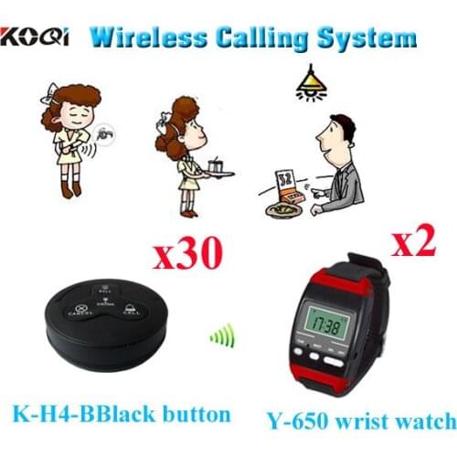 Restaurant Call Systems Best Price New Arrival Catering Equipments Suit For Hotel (2pcs wrist watch+ 30pcs call button)