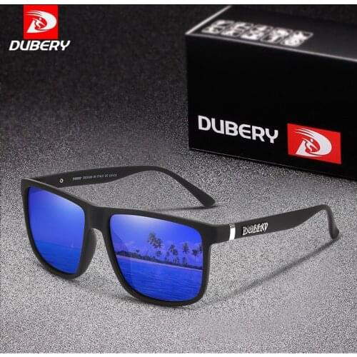 DUBERY Mens Square Polarized Sunglasses Mirror Luxury Women Sunglasses Vintage Black Driving Eyewear gafas de sol para hombre