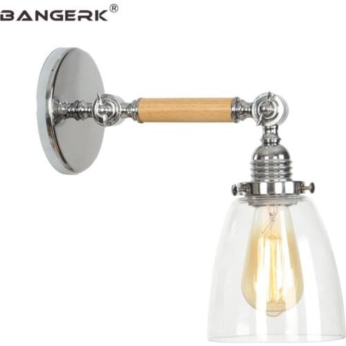 Industrial Wind Vintage Wall Lamp Sconces Loft Iron Glass E27 LED Edison Adjust Bedside Wall Light Home Decor Indoor Lighting