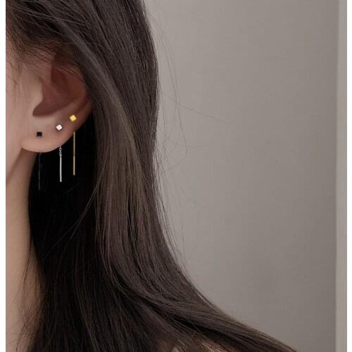 Drop Black Earrings Tassel Square For Women Long Temperament Korean Fashion Student Hot Jewelry Lady Present Wholesale BOYULIGE