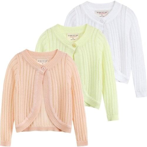 Knit Sweater Hollow Net Baby Childrens Spring Summer Cotton Coat Thin Long-sleeved Girl Cardigan Jacket Kids Suncreen Shawl