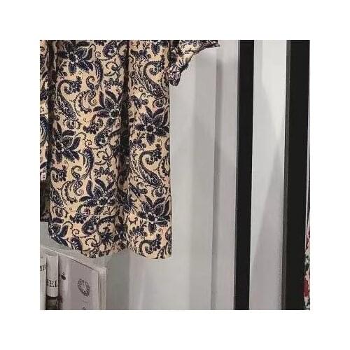 Women Dress 2021 Early Autumn Lapel Printed Waistband Long Sleeve Loose Midi Dress