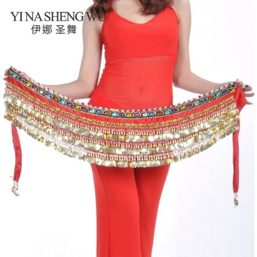 The new 338 Rhinestone Pentagram belly dance coins waist chain 1pc belly dance accessories beaded waist belt belly dance 6colors