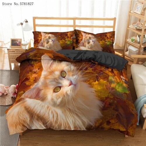 2/3 Pieces Home Luxury Bedding Set Cats Cartoon Duvet Cover 3D Print Lovely Cute For Kids Adults Bed Cover Set Pillowcase