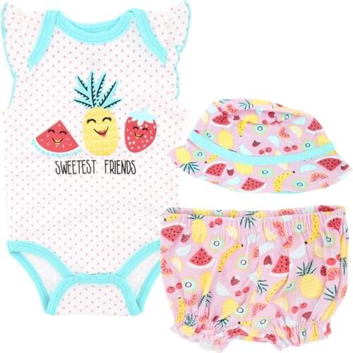 Kavkas 3 PCS 4 PCS Baby Clothes Set Cute Printed Summer Cotton Newborn Baby Romper Sleeveless 0-12 months Boys Girls Clothing