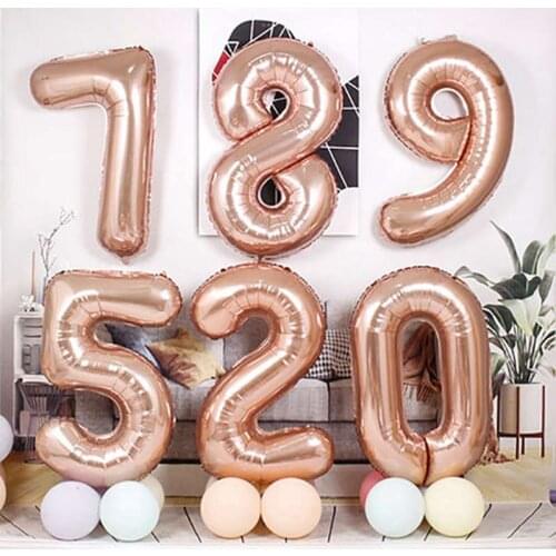 40-inch Digital Balloon Birthday Party Supplies Atmosphere Decoration 90cm Rose Gold Large Digital Aluminum Balloon