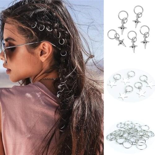 5-50Pcs/Pack Silver Different Styles Charms Hair Braid Dread Dreadlock Beads Clips Cuffs Rings Jewelry Dreadlock Accessories