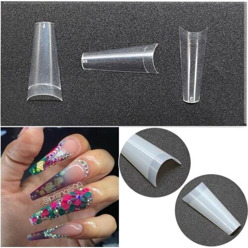 Hign Quality 500 Pcs Ultra Thin Professional False Nail Tips French C Curved Ballerina Nails Nature Clear Coffin Fake Nails Tool
