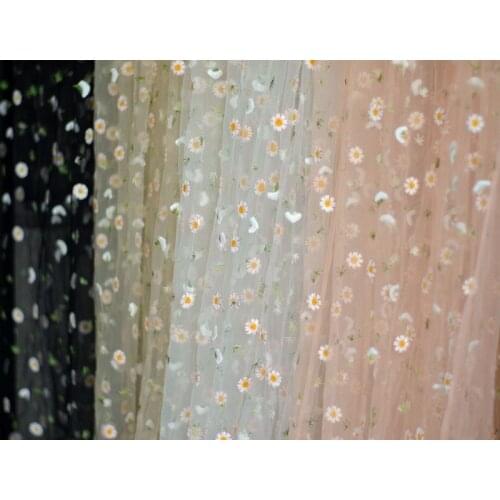 6 Colors Exquisite Tulle Lace Fabric Daisy Flowers Embroidered Gauze For Couture Dress Prom Dress Wedding Dress Veil Costume