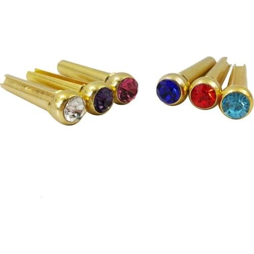 6 Pieces Copper Multi-colored Guitar Bridge Pins for Acoustic Folk Guitar Replacement Accessory