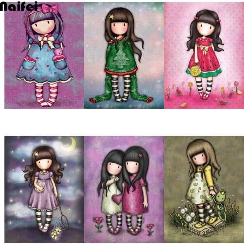 5d diy diamond painting Cartoon cute girl diamond mosaic cross stitch embroidery diamond round square stones decor Children gift