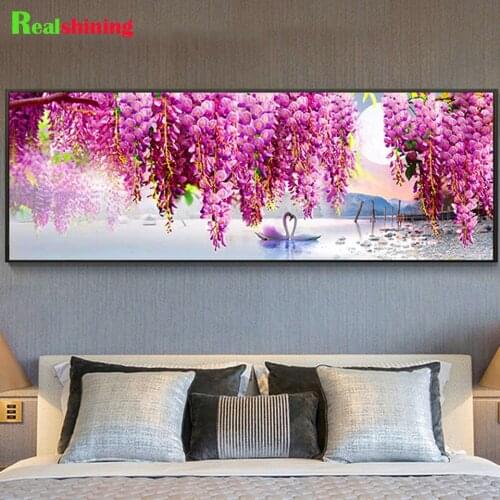 DIY 5D Purple swan flower Diamond Embroidery,Round Diamond Full rhinestone Diamond painting cross stitch,needlework N1890