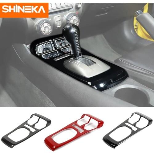 SHINEKA ABS Car Gear Shift Panel Decoration Cover Trim Frame Stickers For Chevrolet Camaro 2010-2015 Interior Accessories