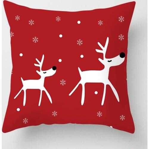 Merry Christmas Decorative Pillowcases Polyester Christmas Cartoon Santa Claus Elk Throw Pillow Case Cover Pillowcase45x45cm