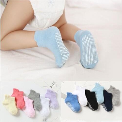 Childrens Anti-slip Boat Low Cut Sock 6 Pairs/lot 0 to 3 Yrs Baby Floor Socks Boys Girls Cotton For Kid With Four Season