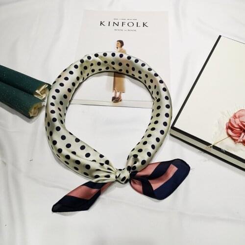 FXAASS Bandana Women Hijab Square Scarf Fashion Lady Retro Luxury Silk Scarf Shawls Spot Dot Print 70*70cm Large Cape Headscarf