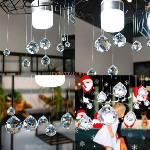 Crystal Prism Pendant Clear Crystals Glass Ball Chandelier Jewelry Suncatcher Spacer Faceted Chrismas Decoration Hanging Faceted