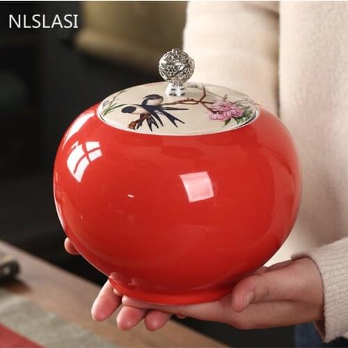 Classic Ceramic Tea Cans Kitchen Spice Container with Cover Moisture-proof Jars Home Storage Jar Teaware Supplies Tea Caddy