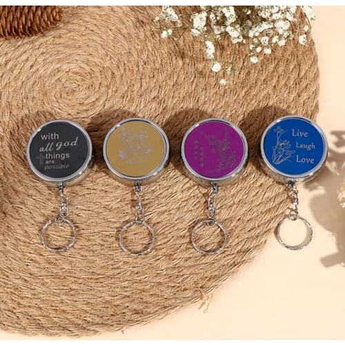 1PCS Medicine Organizer Portable Pill Box With Chain Makeup Storage Container Folding Pill Case Metal Pill Cutte