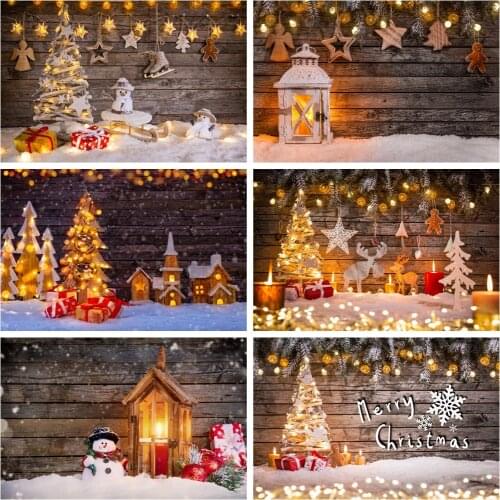 Laeacco Merry Christmas Festivals Tree Snow Polka Dots Star Gift Party Baby Toys Portrait Photo Backgrounds Photography Backdrop