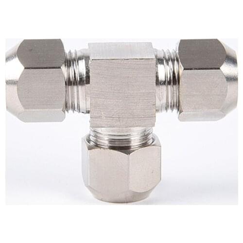 4mm 6mm 8mm 10mm 12mm 14mm 16mm Tee Type 3 Way Brass Ferrule Tube Compression Pipe Fitting Connector