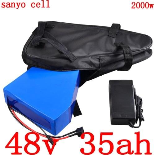 48V battery pack 2000W 48V 35AH Lithium ion battery 48V 35AH electric bike battery use sanyo cell with 50A BMS+charger duty free