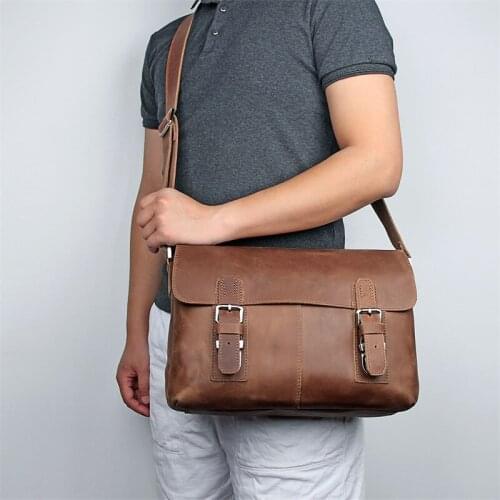 Crossbody Bag Man Genuine Leather Shoulder Business Casual Brand Vintage New Real Leather Messenger Bags