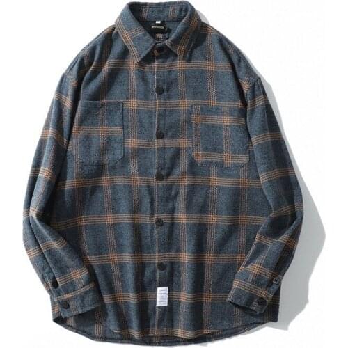 Men Shirt Thick 2021 New Arrival Spring And Autumn Beautiful Fashion Pocket Loose Stripe Male Shirt Korean Style S130