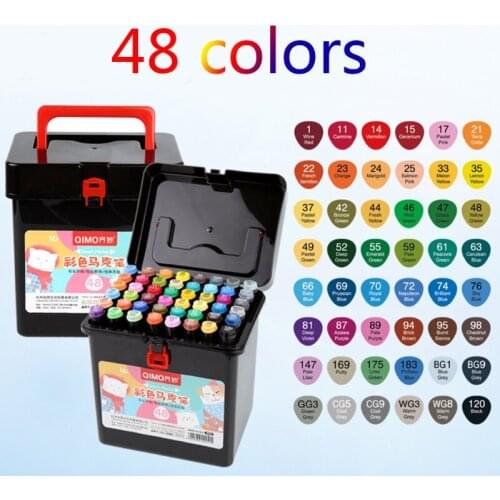 12/24/30/36/40/48/60 Colors Dual Tip Art Marker Pens Set Fine Liner Watercolor Oily Drawing Painting Brush Highlighters