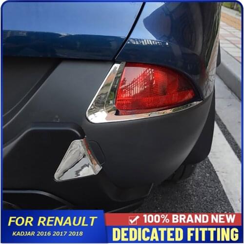 For Renault Kadjar 2016 2017 2018 Rear Fog Light Eyebrow Trims Cover Strips ABS Chrome Back Fog Lamp Decorative Cover Sticker