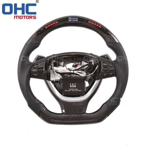 Real Carbon Fiber LED Steering Wheel compatible for BMW F10 F12 F01 5 6 7 Seires from OHC Motors