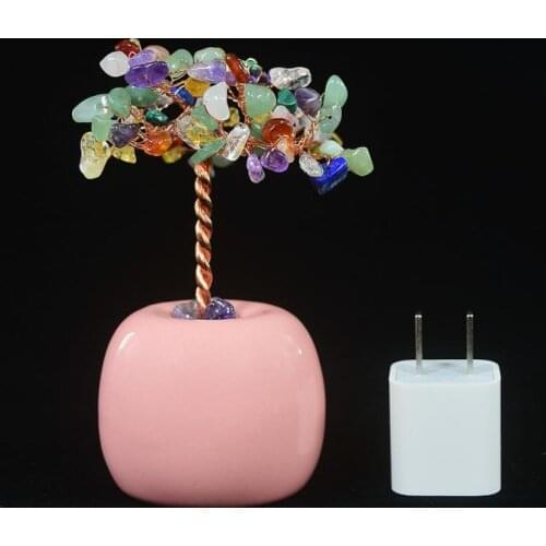 Natural Crystal Tree Amethyst Rose Quartz Olivine Lucky Tree Decor Agate Slices Gravle Stone Mineral Ornaments Home Decor Gifts