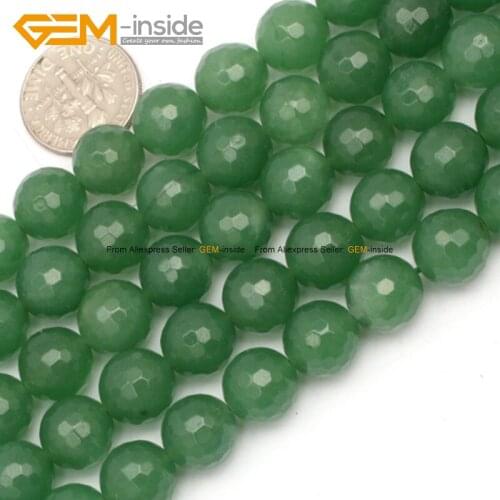 Natural Round Green Jades Faceted Beads For Jewelry Making 10mm 15inches DIY Jewellery FreeShipping Wholesale Gem-inside
