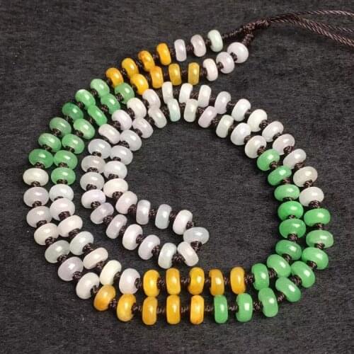 Natural Emerald Tri Color Beads 6mm Necklace Charm Jewellery Fashion Accessories Hand-Carved Man Woman Luck Amulet Gifts
