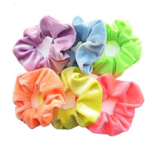 6 Colors Neon Scrunchie for Girls Hair Gum Accessories Kids Elastic Hair Bands Headwear Women Velvet Scrunchies 2021