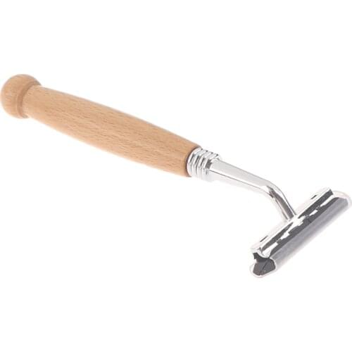 New 1pcs Manual Razors Wood Handle Shaver Mens Shaving Razor Non-disposable Razor Change Blade Type Shaving Knife