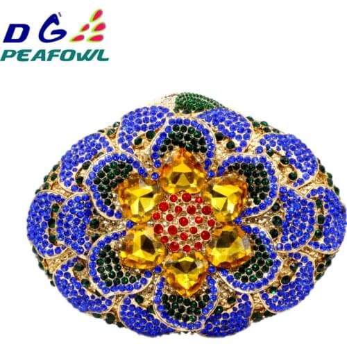 2019 New Luxury Floral Big Diamond Crystal Women Evening Bags Flower Day Clutch For Mom Gift Wedding Chain Purse Party Clutches