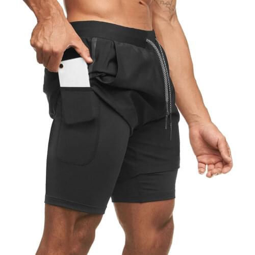 2021 New Mens Fitness Basketball Shorts Double Layer Lightweight Running Leggings with Pockets Hung Towels for Youth Boys Men