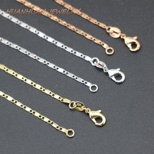 New Fashion Women Chain Copper Stainless Steel 0.5x1.5mm Link Necklace Jewelry Chains Chokers High Grade Jewelry 18inch B3372