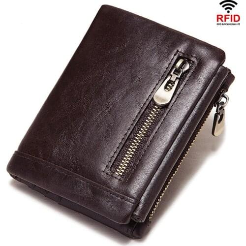 New Genuine Leather Mens Wallet Man zipper Short Coin Purse Brand Male Cowhide Credit&id Wallet Multifunction Small Wallets