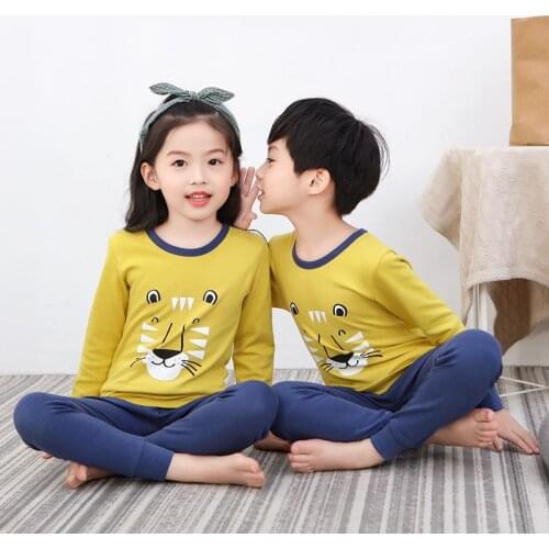 New Children Pajamas Baby Clothing Set Kids Lion Cartoon Sleepwear Autumn Cotton Nightwear Boys Girls Animal Pyjamas Pijamas Set