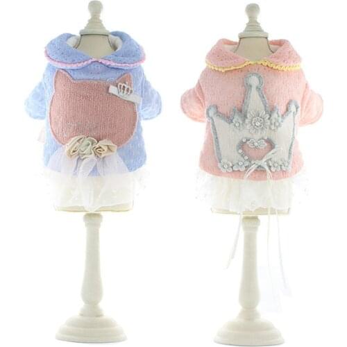Dog Puppy Dress Coat Cat Crown Tulle Clothes for Small Dogs Teddy Bichon Costume XS S M L XL