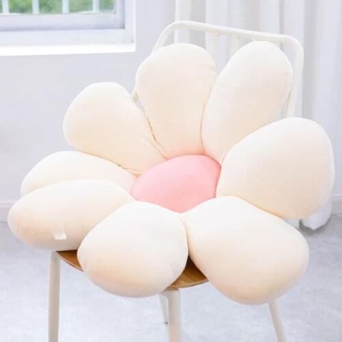 INS 50/60/80CM Daisy Plush Plant Pillow Lifelike Sunflower Seat Cushion Yellow Pink Beige Chair Flower Pillow