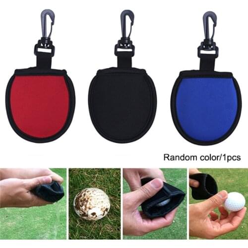 Portable Golf Protective Cover with Hook Washable Golf Storage Bag Reusable Dirt Wiping Pocket for Golf Balls Cleaning B2Cshop