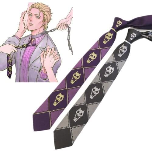 JoJos Bizarre Adventure Neck Tie JOJO Cosplay Costume Ties KILLER QUEEN Heavens Door Kira Yoshikage Tie Halloween Party Gift