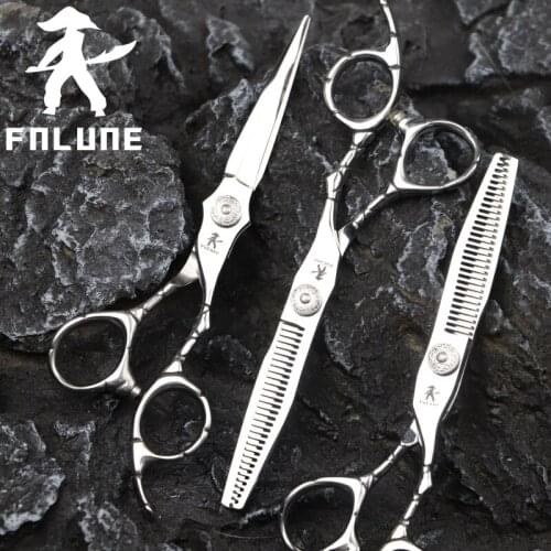 FnLune 6.0 9Cr18MoV Professional Hair Salon Scissors Cut Barber Accessories Haircut Thinning Shear Hairdressing Tools Scissors