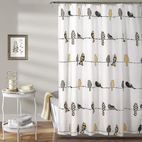 Birds Prints Bath Shower Curtains Waterproof Screen for Bathroom Home Decoration Polyester Fabric Washable Curtain